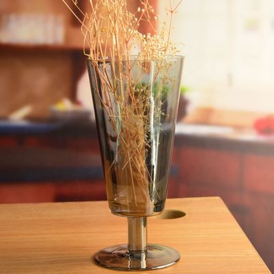 jakość Stemed Electroplated Grey Glass Candle Holder Centerpieces fabryka