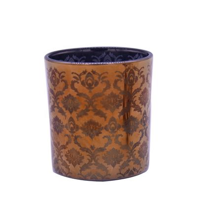 jakość Copper Glass Candle Holders With Laser Engrave Pattern fabryka