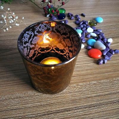 jakość Copper Glass Candle Holders With Laser Engrave Pattern fabryka
