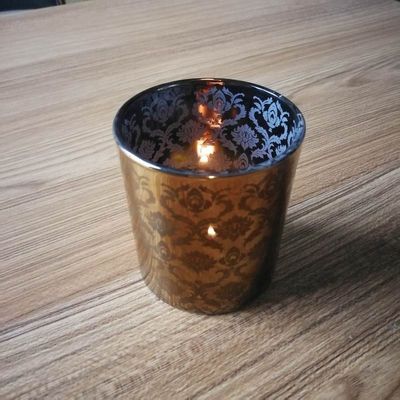 jakość Copper Glass Candle Holders With Laser Engrave Pattern fabryka