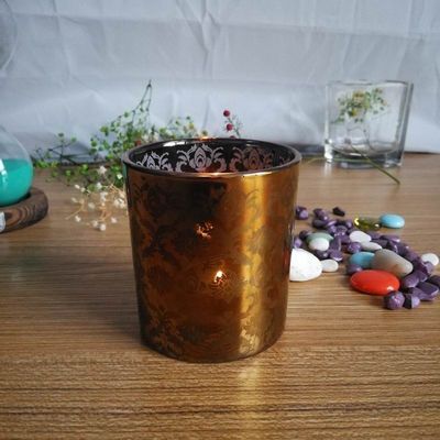 jakość Copper Glass Candle Holders With Laser Engrave Pattern fabryka