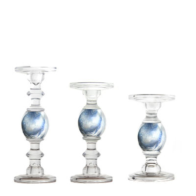 jakość Crystal 3 Size Long Stem Candle Holders With Marble Planet fabryka