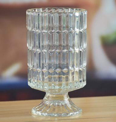 jakość Heavy Duty Foot Pillar Glass Candle Holders , Clear Glass Candle Holders As Flower Vase fabryka