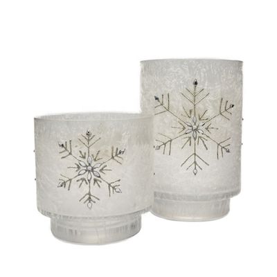jakość Snow Flake Glass Candle Holders fabryka
