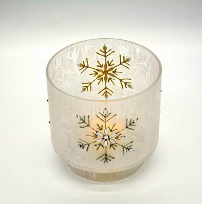 jakość Snow Flake Glass Candle Holders fabryka