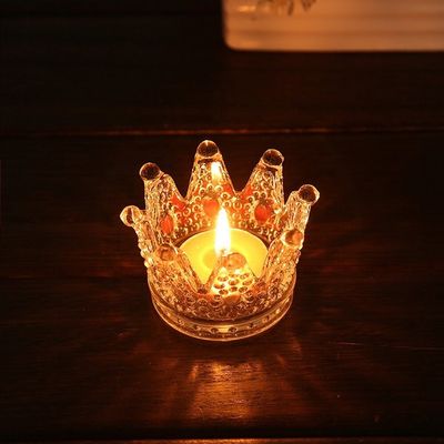 jakość Romantic Crown Tea Light Mini Votive Candle Holders ,  Glass Cylinder Candle Holders For Party fabryka