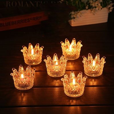 jakość Romantic Crown Tea Light Mini Votive Candle Holders ,  Glass Cylinder Candle Holders For Party fabryka