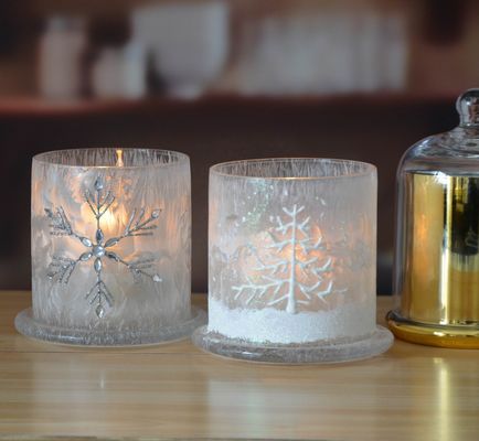 jakość Frost Glass Candle Holders , Glass Cylinder Candle Holders For Holiday Decoration fabryka