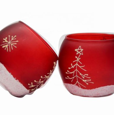 jakość Handpainted Christmas Snowflake Glass Cylinder Candle Holders fabryka