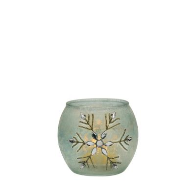 jakość Handpainted Christmas Snowflake Glass Cylinder Candle Holders fabryka
