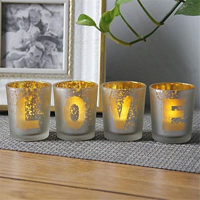 jakość Electroplated Matte Glass Candle Holders With Morden Pattern fabryka