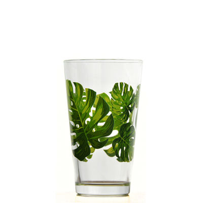 jakość Monstera Leaf 16 Oz Beer Glasses With Color Decal fabryka