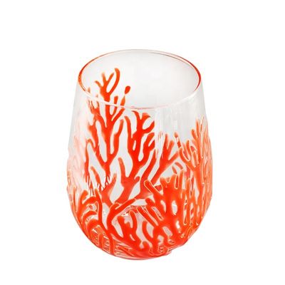 jakość Egg Shaped 500ml Crystal Wine Glass With Embossed Red Corals fabryka