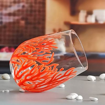 jakość Egg Shaped 500ml Crystal Wine Glass With Embossed Red Corals fabryka