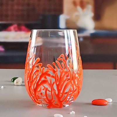 jakość Egg Shaped 500ml Crystal Wine Glass With Embossed Red Corals fabryka