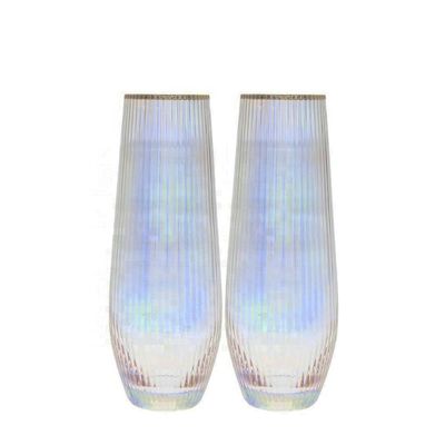 jakość Ion Plated Rainbowl 16 Oz Stemless Wine Glass , Antique Crystal Wine Glasses fabryka