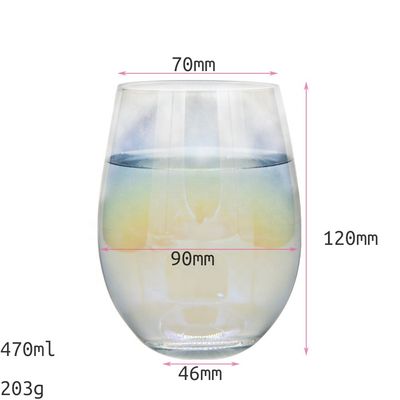 jakość Ion Plated Rainbowl 16 Oz Stemless Wine Glass , Antique Crystal Wine Glasses fabryka