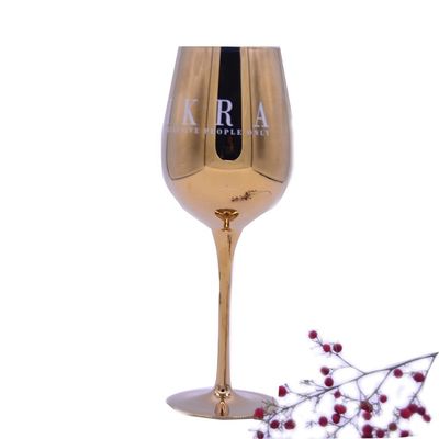 jakość Gold Plated 16oz Crystal Wine Glass With Decal Logo For Gift fabryka