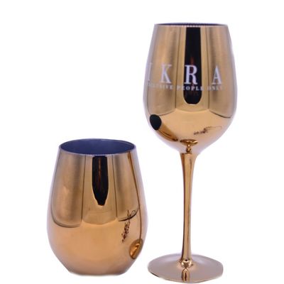 jakość Gold Plated 16oz Crystal Wine Glass With Decal Logo For Gift fabryka