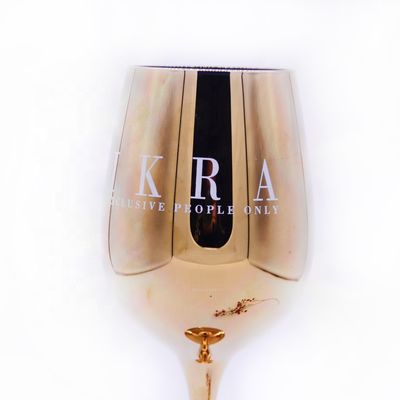 jakość Gold Plated 16oz Crystal Wine Glass With Decal Logo For Gift fabryka