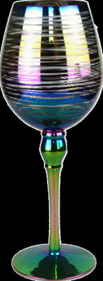 jakość Laser Circles Pattern Iridescent Crystal Wine Glass With Pearl Stem fabryka