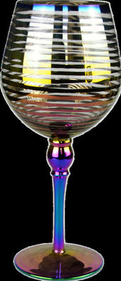 jakość Laser Circles Pattern Iridescent Crystal Wine Glass With Pearl Stem fabryka