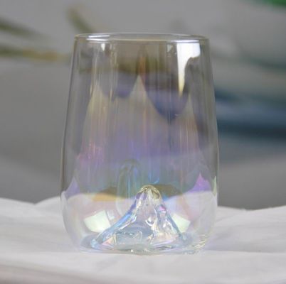 jakość Ice Mountain Bottom Crystal Wine Glass With Ion Plated Irridescent fabryka