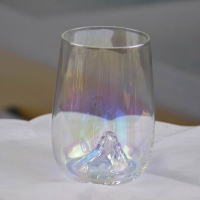 jakość Ice Mountain Bottom Crystal Wine Glass With Ion Plated Irridescent fabryka