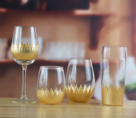 jakość 450ml Gold Cutted Honeycomb Stemless Crystal Wine Glass fabryka