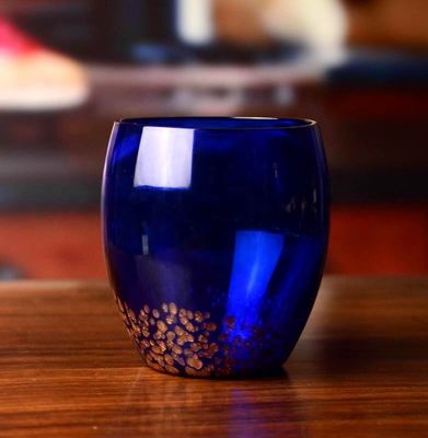 jakość Handblowned Blue Rock Golden Dots Crystal Wine Glass fabryka