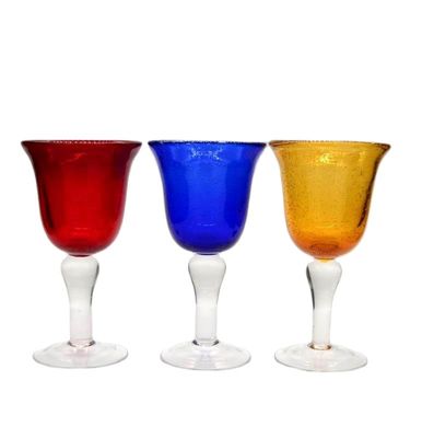 jakość Handblown Solid Color Mexican Bubbles Goblet Crystal Wine Glass fabryka