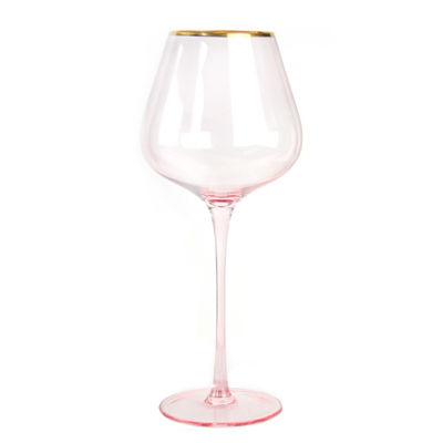 jakość Gold Rim Pink Crystal Wine Glass For Holiday Party fabryka