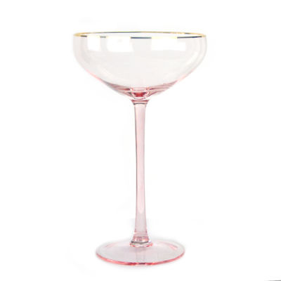 jakość Gold Rim Pink Crystal Wine Glass For Holiday Party fabryka