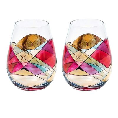 jakość Handpainted Stemless Golden Luster Crystal Wine Glass , Engraved Crystal Glasses fabryka
