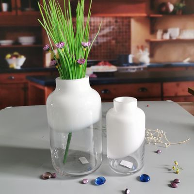 jakość Hand Made Solid White Top Half Ceramic Glass Jar Vase fabryka