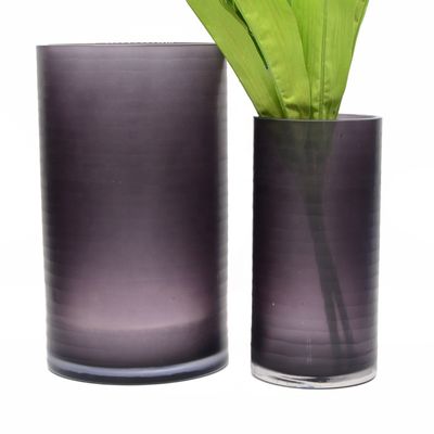 jakość Hand Engraved Cylinder Decorative Glass Vase ,  Cylinder Vase Centerpieces With Pattern fabryka