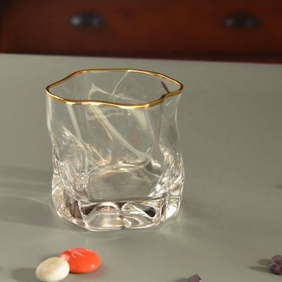 jakość Irregular Handmade Whiskey Glass With Gold Rim fabryka