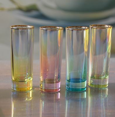 jakość Personalized INS Gradient Color Gold Rim Unique Shot Glass Set fabryka
