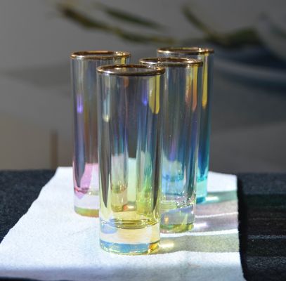 jakość Personalized INS Gradient Color Gold Rim Unique Shot Glass Set fabryka