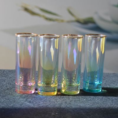 jakość Personalized INS Gradient Color Gold Rim Unique Shot Glass Set fabryka