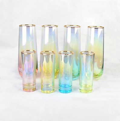 jakość Personalized INS Gradient Color Gold Rim Unique Shot Glass Set fabryka