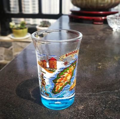 jakość Logo Printed Clear  Unique Shot Glasses With Color Decal fabryka