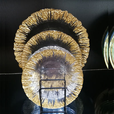 jakość Golden Color Dessert Glass Charger Plates , Decorative Charger Plates For Wedding fabryka