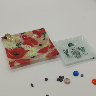 jakość Customize Color Ins Cactus Square Glass Dinner Plates fabryka