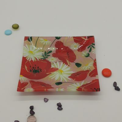 jakość Customize Color Ins Cactus Square Glass Dinner Plates fabryka