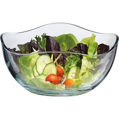 jakość Transparent Durable Wave Rim Glass Charger Plates , Fruit Salad Glass Bowl fabryka