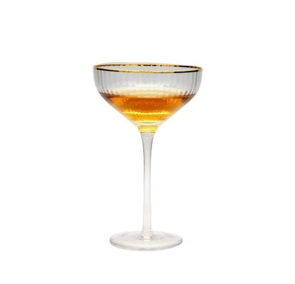 jakość Customize Gold Rim Optical Stripes Crystal Cocktail Glasses fabryka