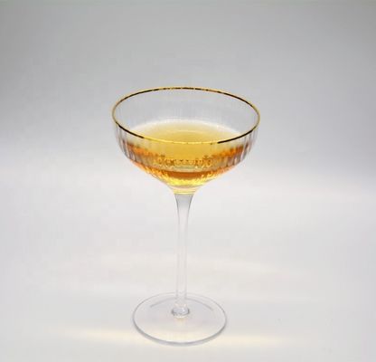 jakość Customize Gold Rim Optical Stripes Crystal Cocktail Glasses fabryka