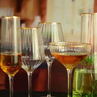 jakość Customize Gold Rim Optical Stripes Crystal Cocktail Glasses fabryka