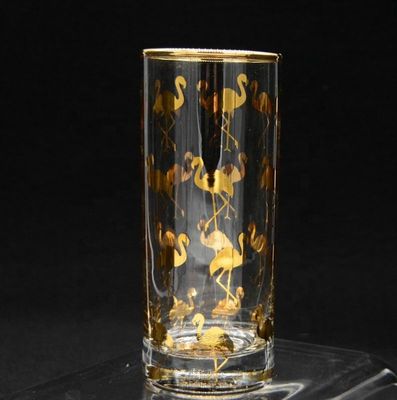 jakość Golden Flamingo Printed Crystal Highball Glasses For Restaurant fabryka